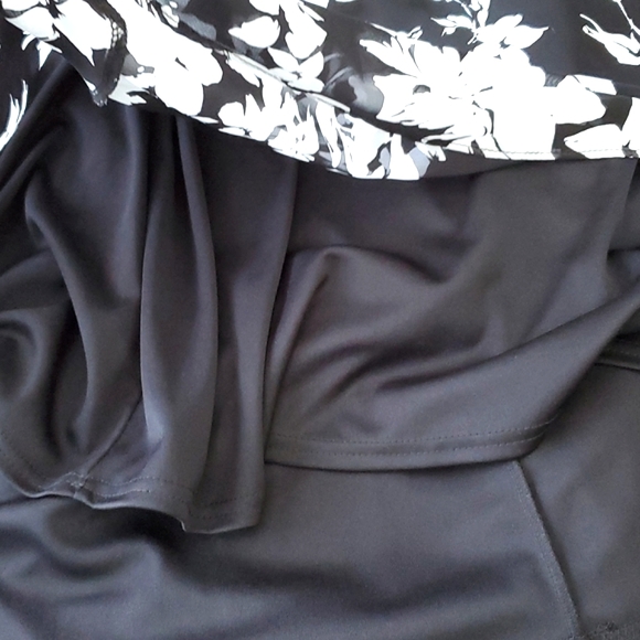 LE CHATEAU Black Floral Print Strapless Knee Length Dress Size XS - Picture 10 of 13